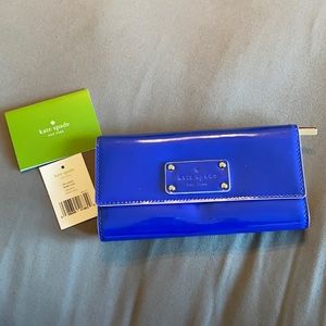 KATE SPADE NEW SANDER PASADENA COBALT BLUE FLAP WALLET #WLRU1320